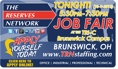 Tonight! TRN Job Fair at TRI-C Brunswick Campus (Tues, Oct. 9th)